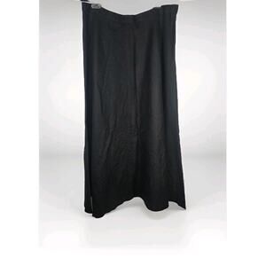 Vintage Lauren Ralph Lauren Black Cotton Linen Embroidered A-Line Skirt Size 6